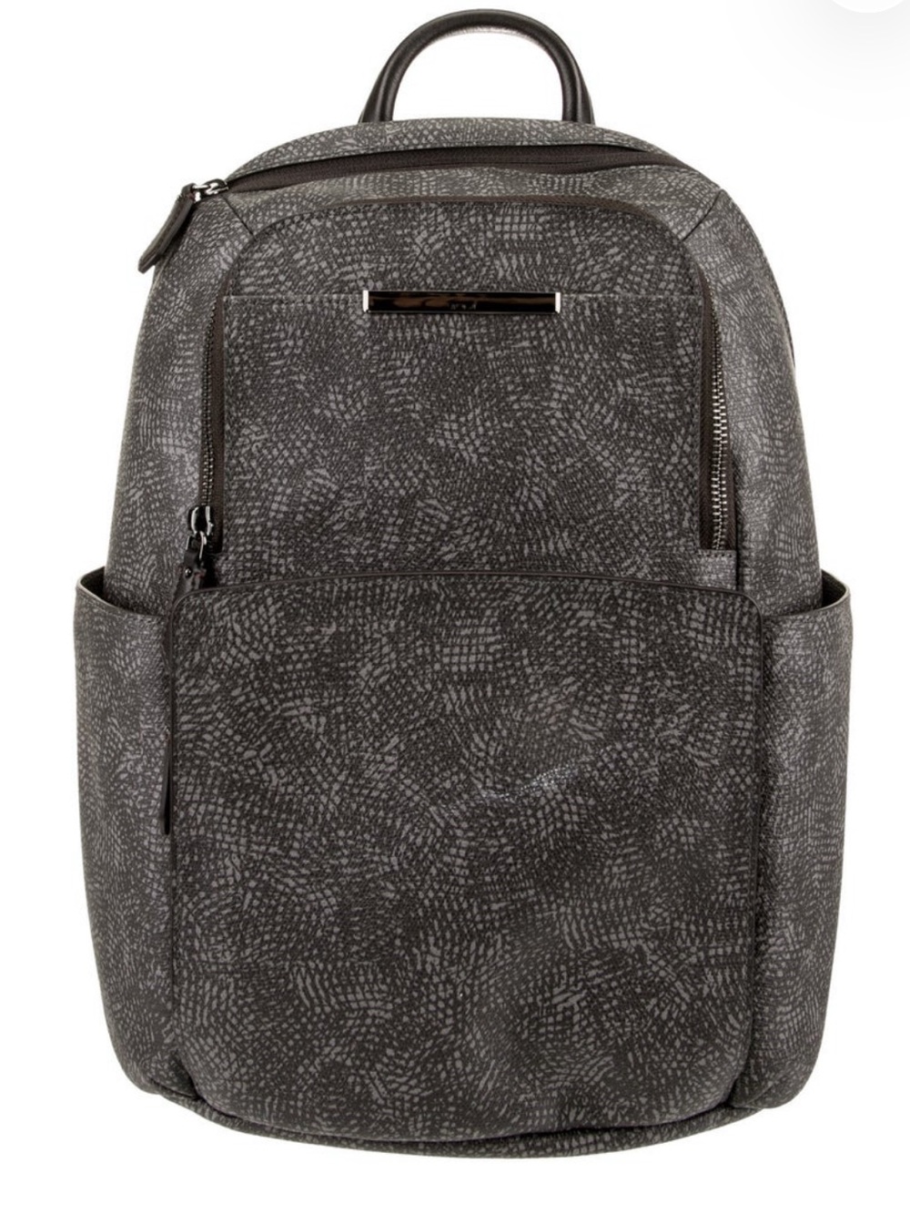 Tumi Charcoal Patterned Backpack with Top Handle easy travel
